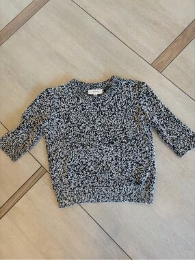 Carven Black & White Speckled Knit Top